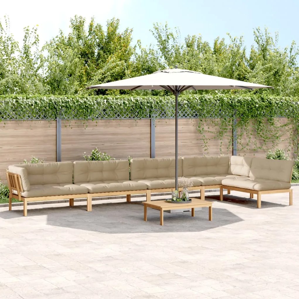 vidaXL 6 pcs conj. sofás paletes p/ jardim c/ almofadões acácia maciça