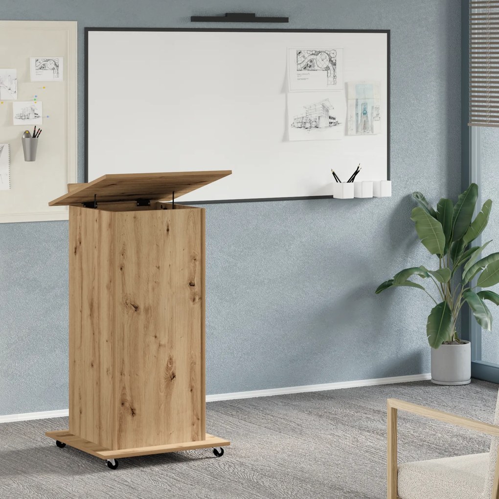 Pódio Lectern vidaXL com Rodas em Madeira de Carvalho
