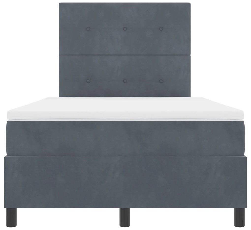 Cama Box com Colchão Cinza Escuro 120x200 cm de Veludo