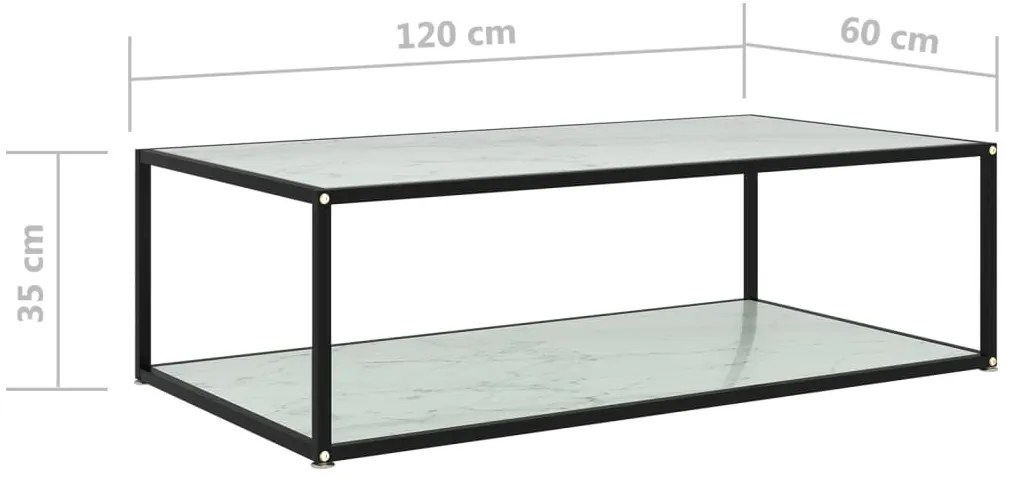 Mesa de centro 120x60x35 cm vidro temperado branco