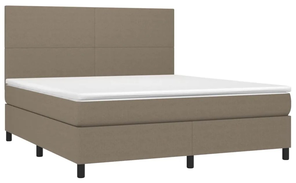 Cama box spring colchão/LED 180x200cm tecido cinza-acastanhado