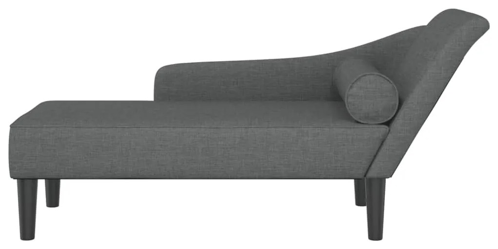 Chaise lounge com almofadões tecido cinzento-escuro