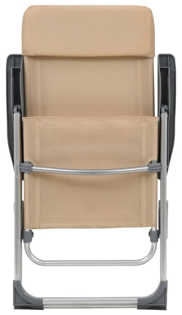 Cadeiras de campismo dobráveis 2 pcs alumínio creme