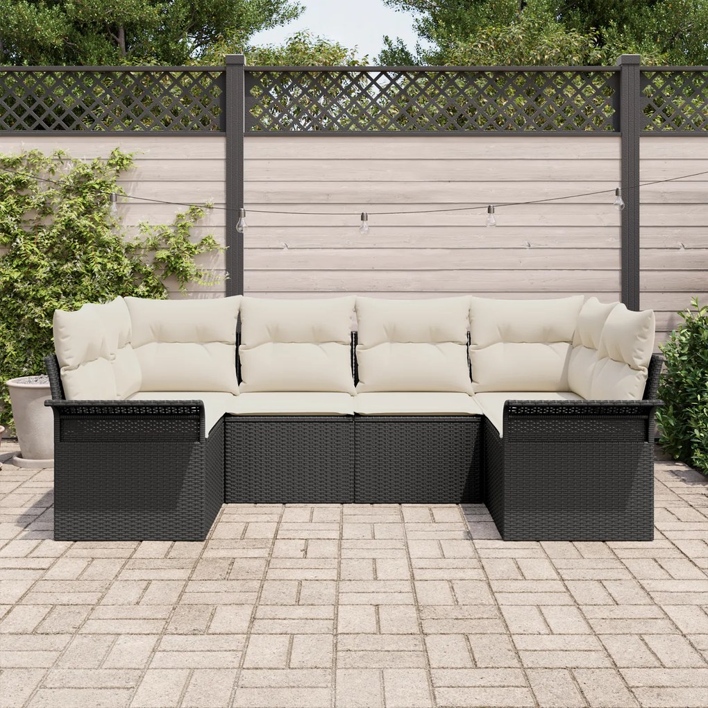 Conjunto de Sofás de Jardim vidaXL com Almofadas Preto Rattan de Poli