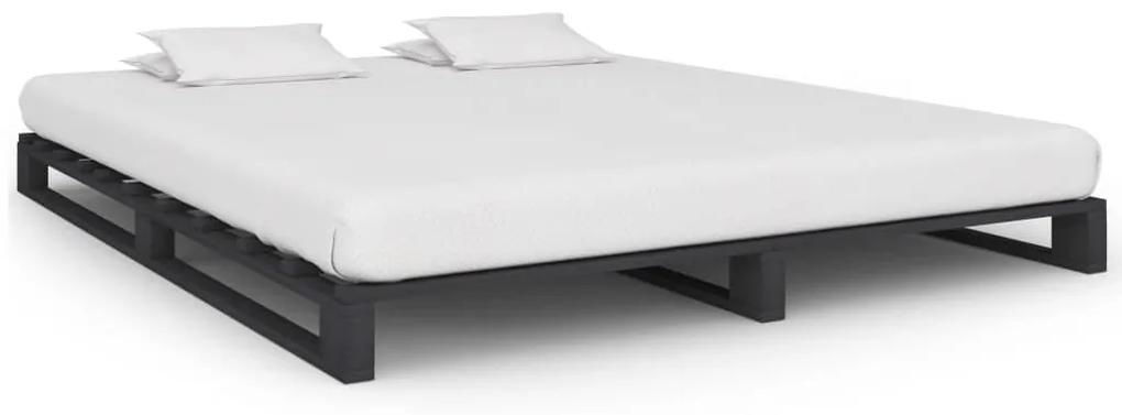 Estrutura de cama em paletes pinho maciço 160x200 cm cinzento
