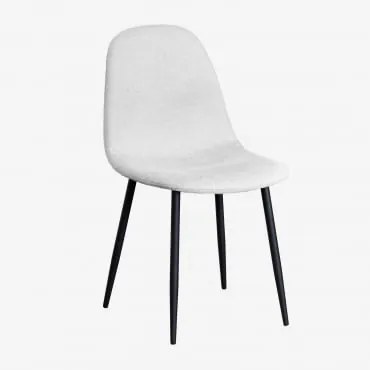 Cadeira De Jantar Estofada Glamm Preto & Tecido Branco Quebrado - Sklum