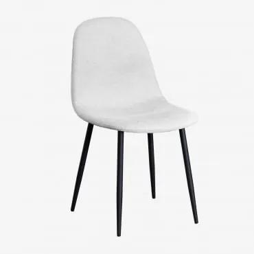 Cadeira de Jantar Glamm Preto & Tecido Branco Quebrado - Sklum