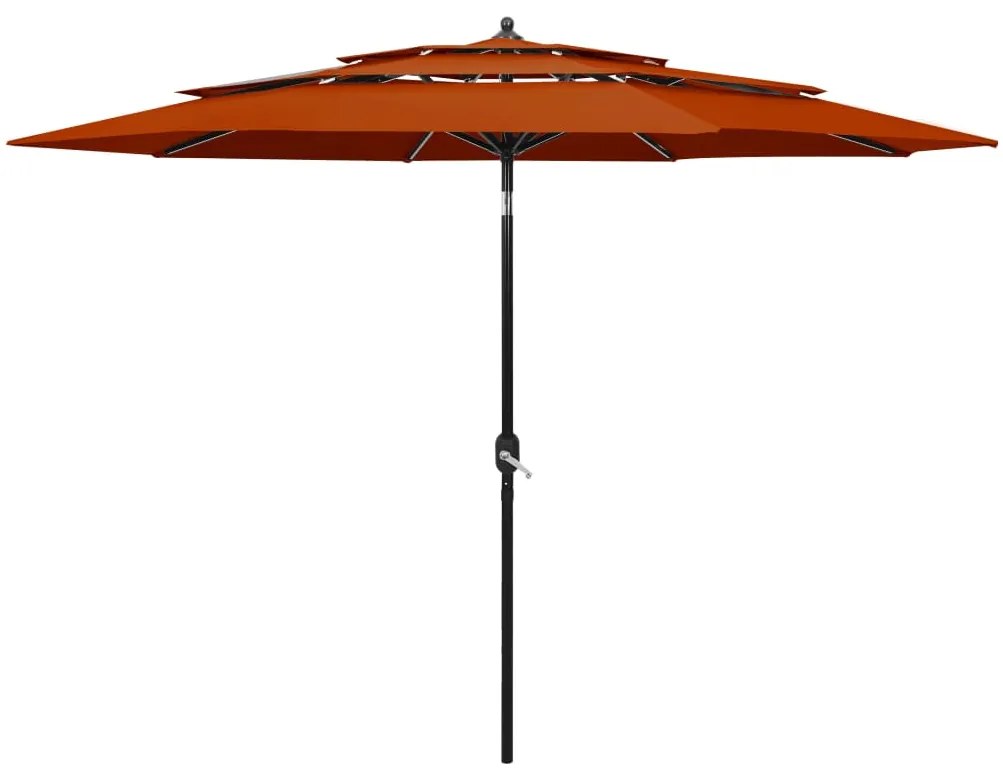 vidaXL Guarda-sol de jardim 3 camadas c/ poste alumínio 3 m terracotta