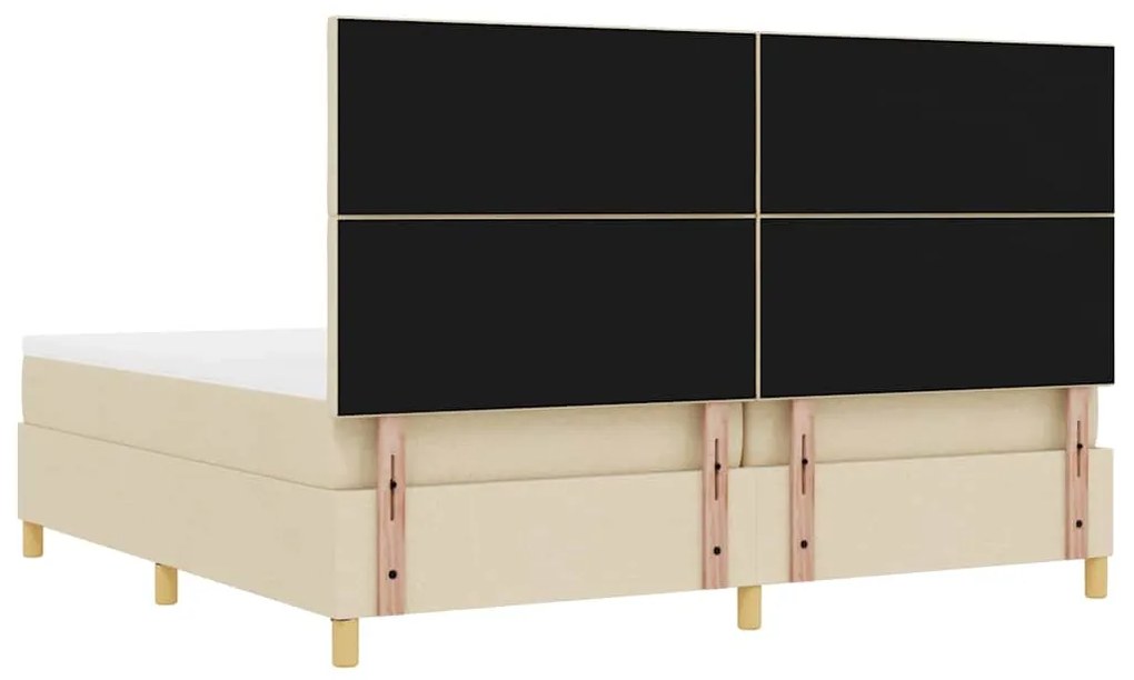Cama Box Spring com Colchão e Banco Creme 200x200 cm Tecido