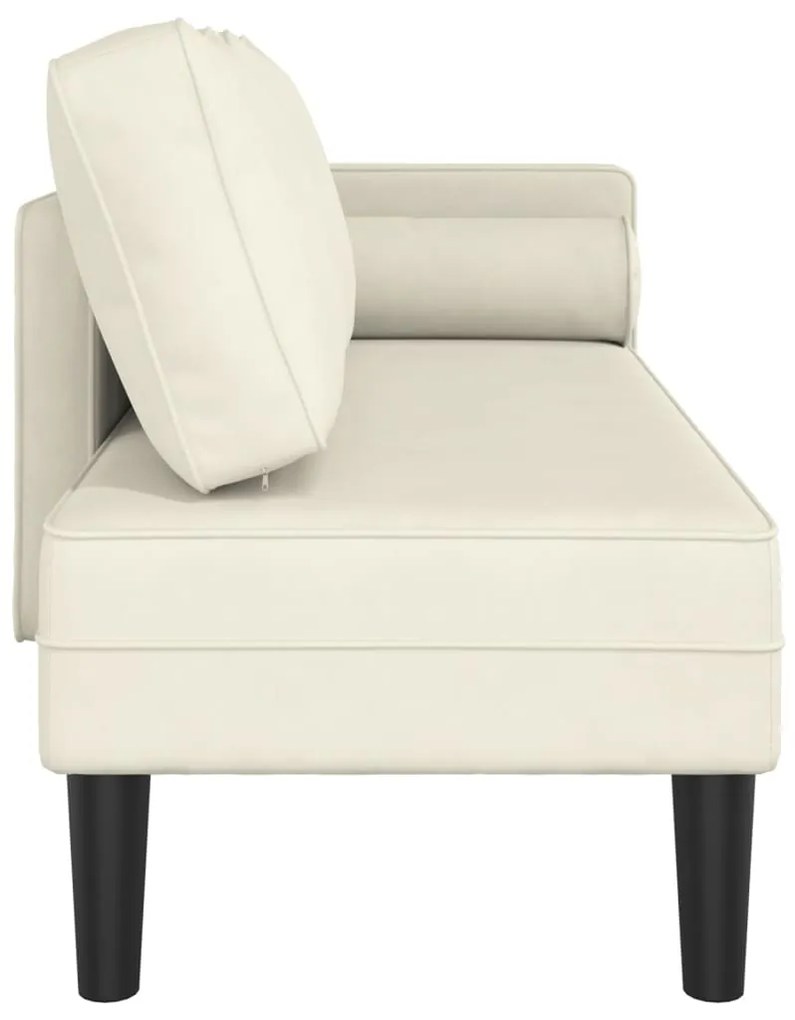 Chaise lounge com almofadões veludo creme