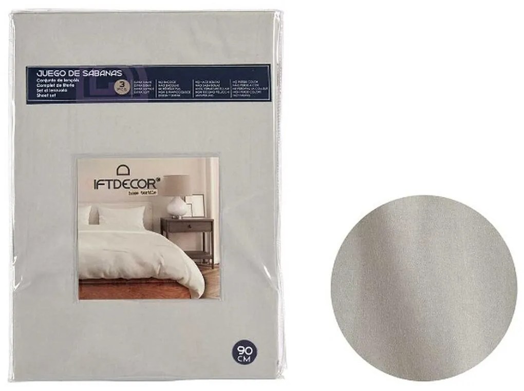 Conjunto de Lençóis Cama de 90 Cinzento (3 Peças)