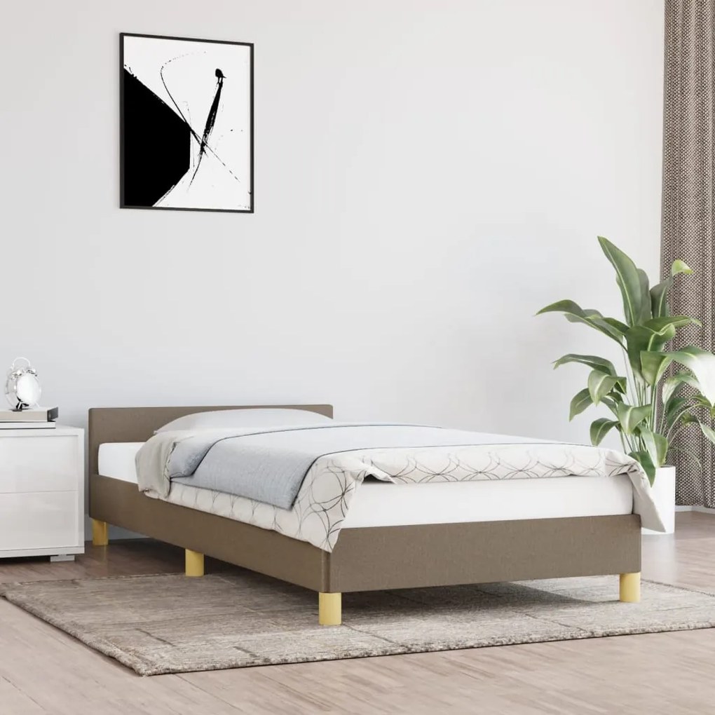 vidaXL Estrutura de cama c/ cabeceira sem colchão tecido 90x190 cm