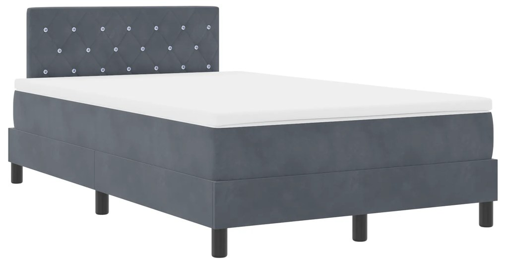 Cama Box com Colchão vidaXL Cinza Escuro 120x200 cm Veludo