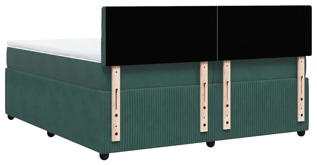 Cama com molas/colchão 200x200 cm veludo verde-escuro