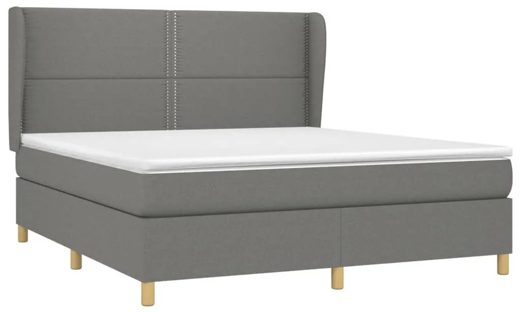 Cama com molas/colchão 160x200 cm tecido cinzento-escuro