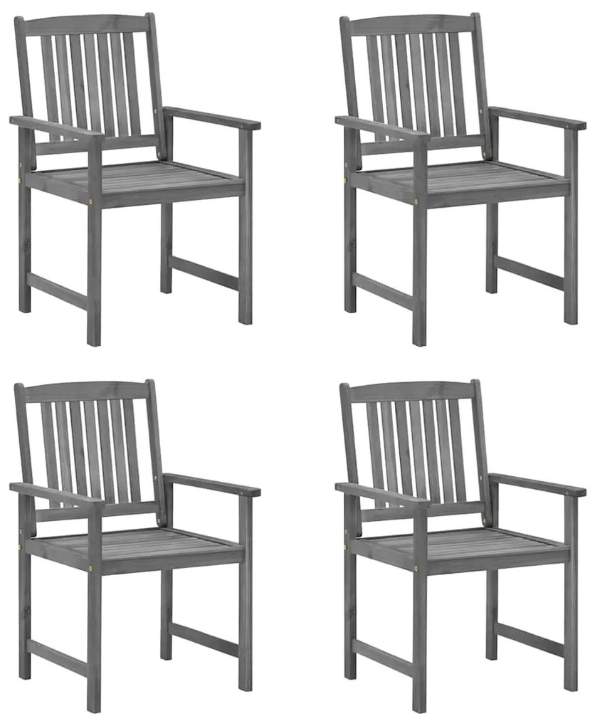 Cadeiras de jardim com almofadões 4 pcs acácia maciça cinza