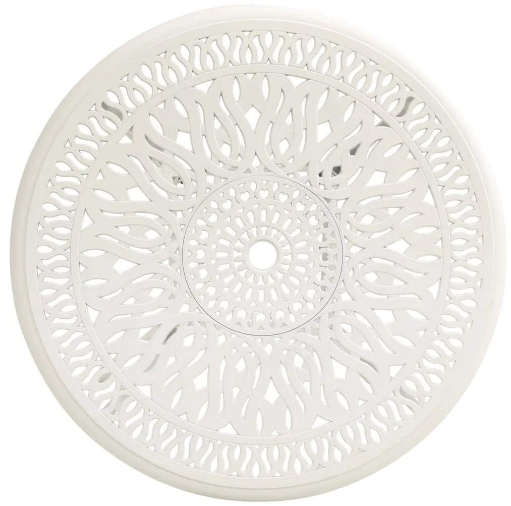 Mesa de jardim 90x90x74 cm alumínio fundido branco