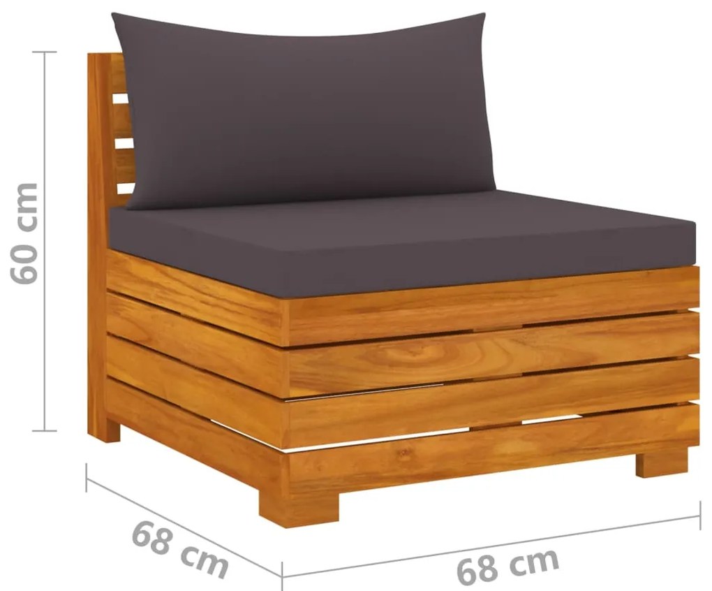 4 pcs conj. lounge jardim c/ almofadões madeira acácia maciça