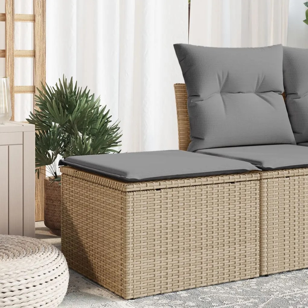 vidaXL Banco de jardim com almofada 55x55x37 cm vime PE bege