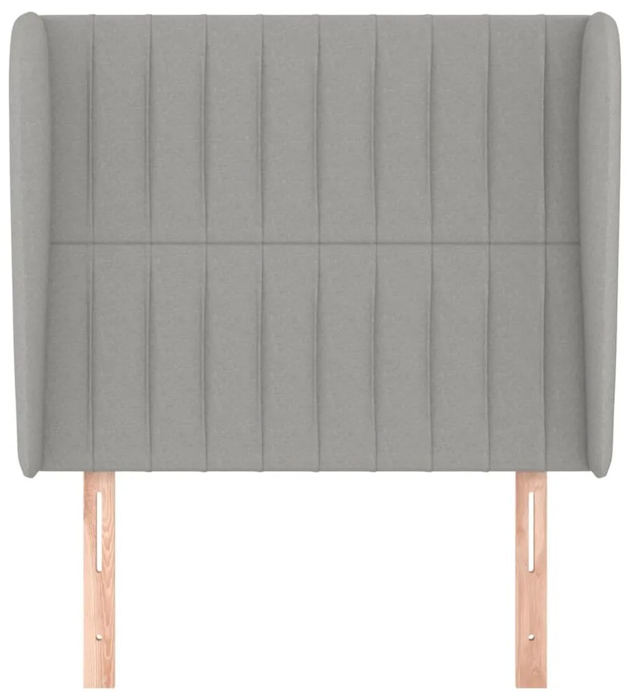 Cabeceira de cama c/ abas tecido 93x23x118/128cm cinzento-claro