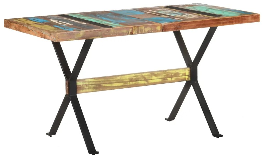 Mesa de jantar 140x70x76 cm madeira recuperada maciça