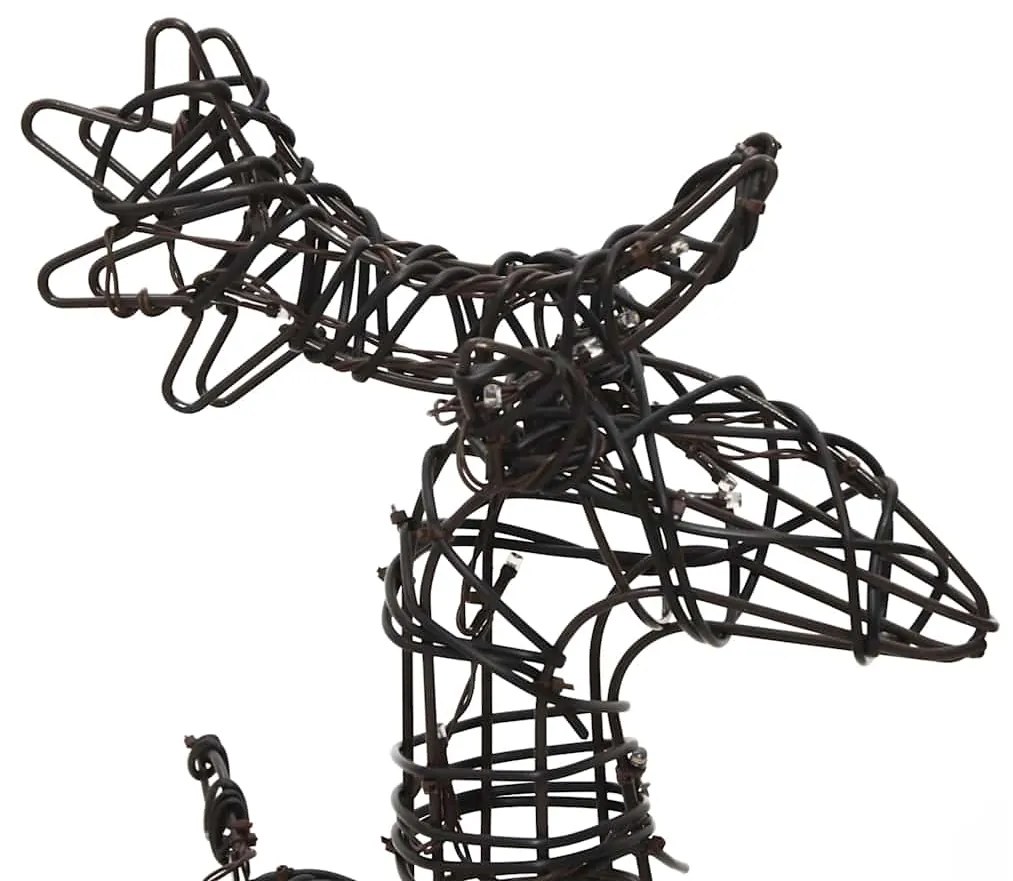 Decorações renas de Natal 6pcs 240 luzes LED vime branco quente