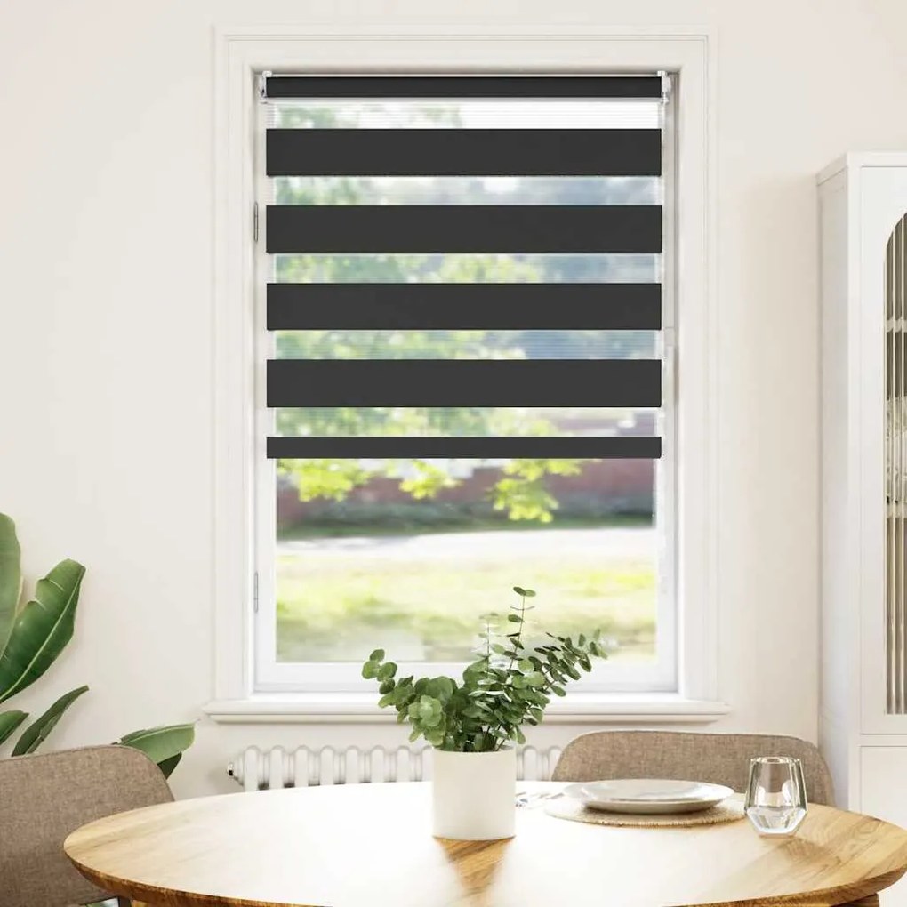 Estore de rolo 50 x 100 cm, linhas de zebra / Preto