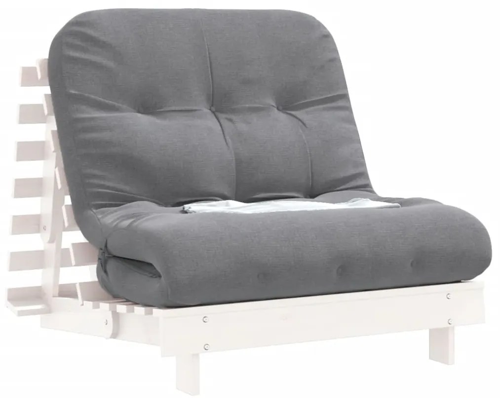 Sofá-cama futon com colchão 80x206x11 cm pinho maciço branco