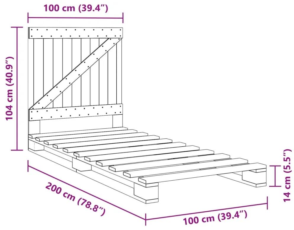 Estrutura de cama com cabeceira 100x200cm pinho maciço
