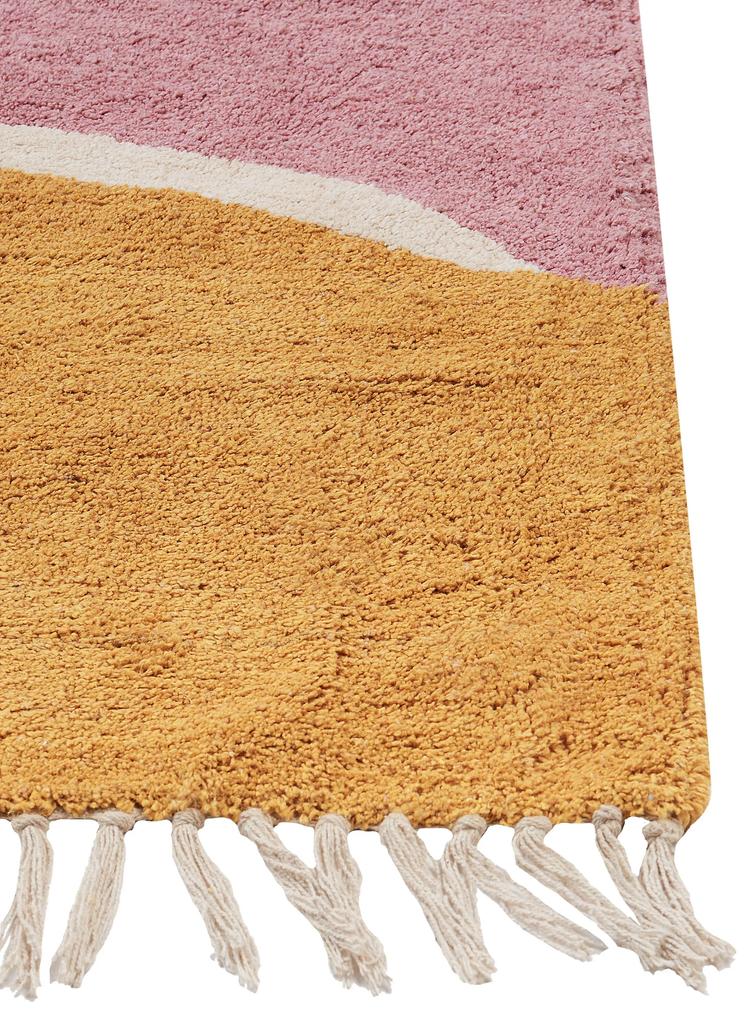 Tapete em algodão multicolor e rosa 140 x 200 cm XINALI Beliani