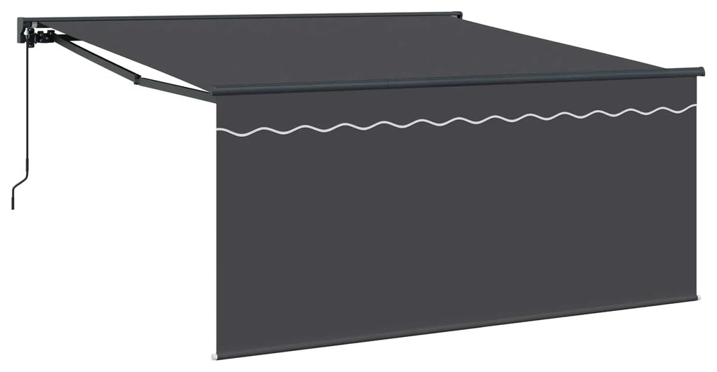 vidaXL Toldo Retrátil Antracite 350 x 300 cm Poliéster e Alumínio