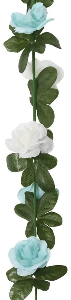 Grinaldas de flores de Natal 6 pcs 240 cm azul e branco