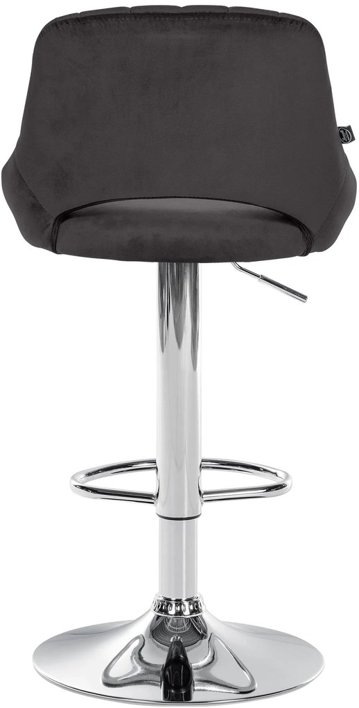 Banco alto Milet em veludo com estrutura cromada 85-106 x 47 x 48 cm Preto