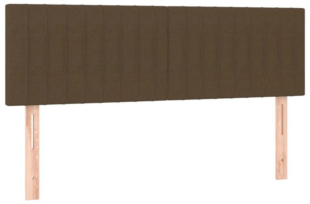 Cama box spring c/ colchão/LED 140x200cm tecido castanho-escuro