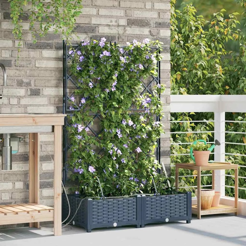 vidaXL Jardineiras de Jardim 1 pc Cinzeto 80 x 40 x 126 cm Plástico