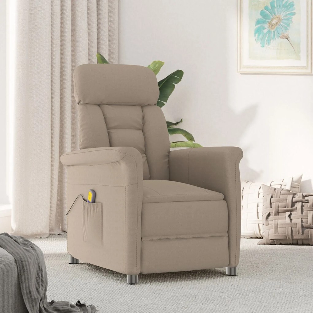 Cadeira de Massagem vidaXL em Microfibra Taupe