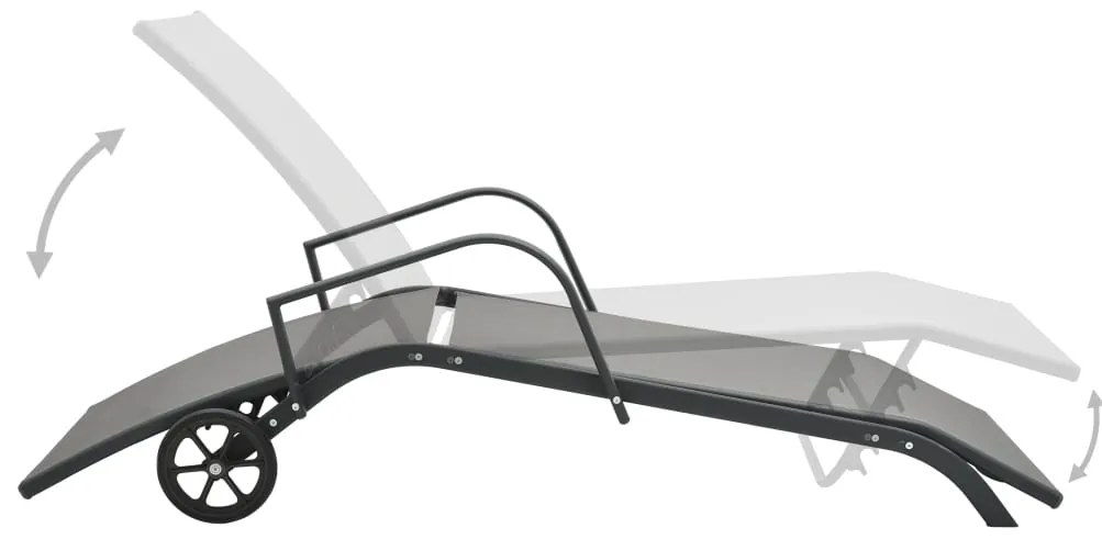 Espreguiçadeiras com mesa 2 pcs textilene e aço