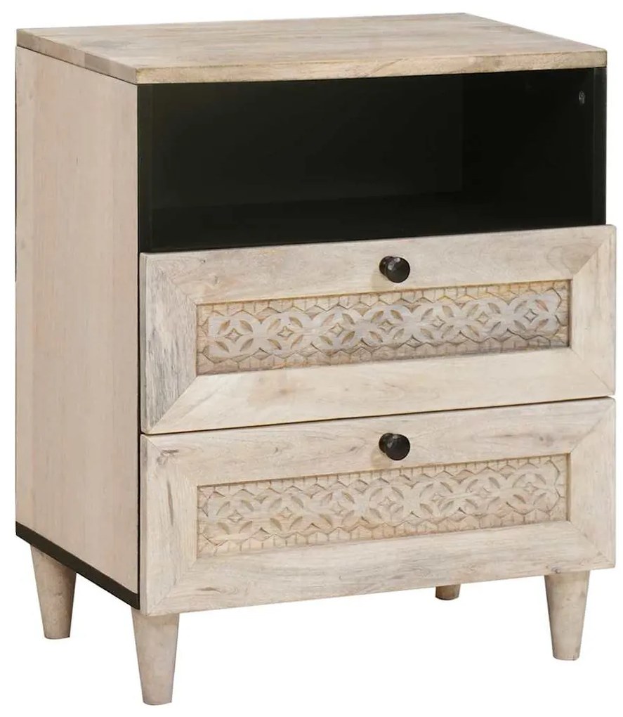 vidaXL Mesa-de-cabeceira com gaveta Bege 50 x 33 x 60 cm