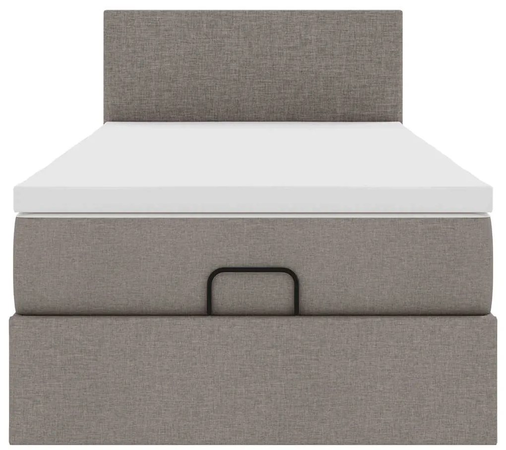 Cama otomana com colchão 100x200 cm tecido cinza