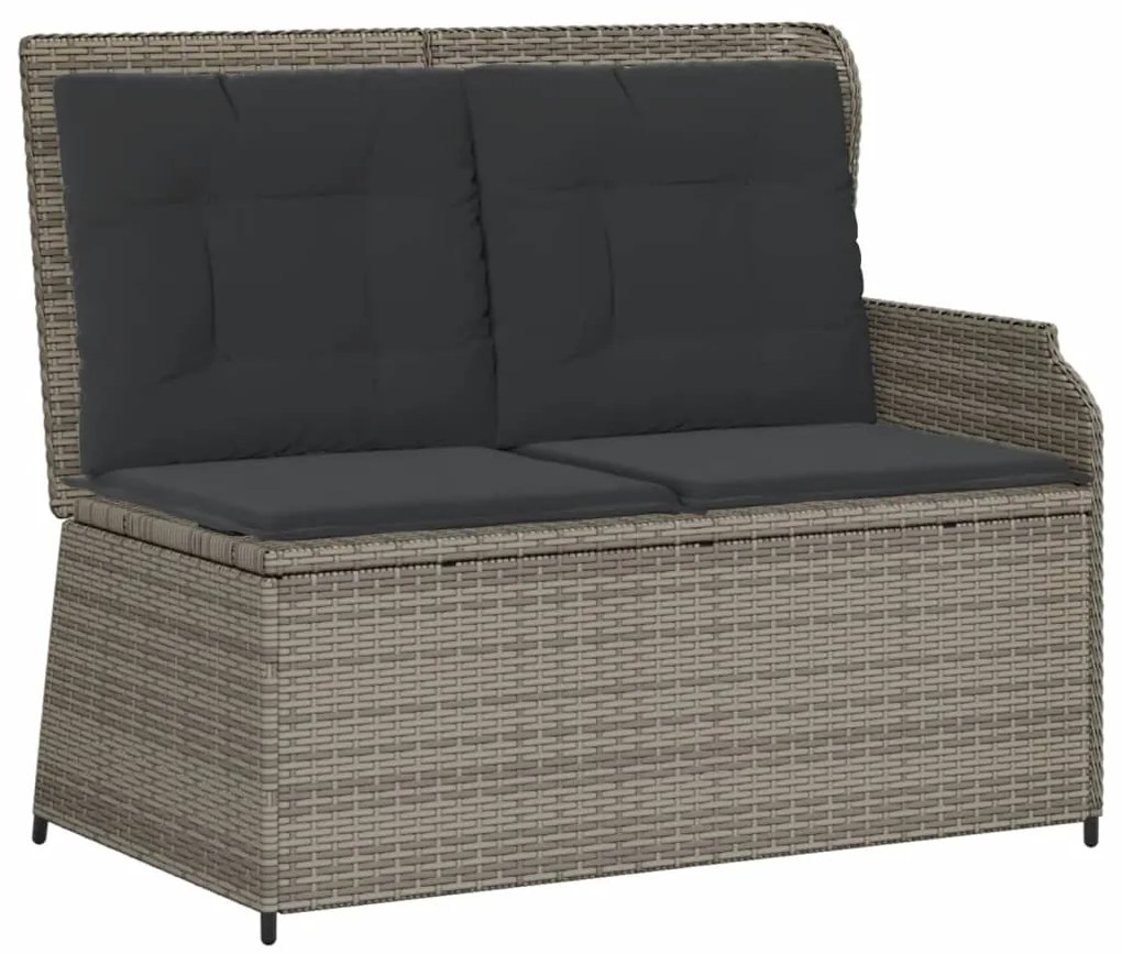 4 pcs conjunto lounge de jardim c/ almofadões vime PE cinzento