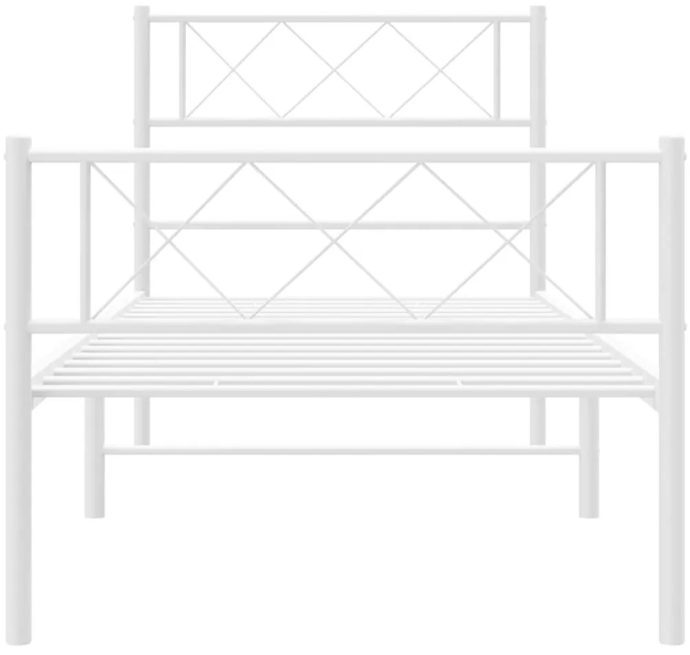 Estrutura de cama com cabeceira e pés 100x190 cm metal branco