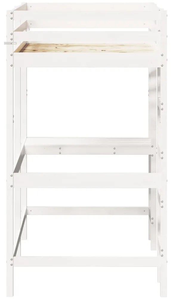 Cama alta com secretária 90x190 cm pinho maciço branco