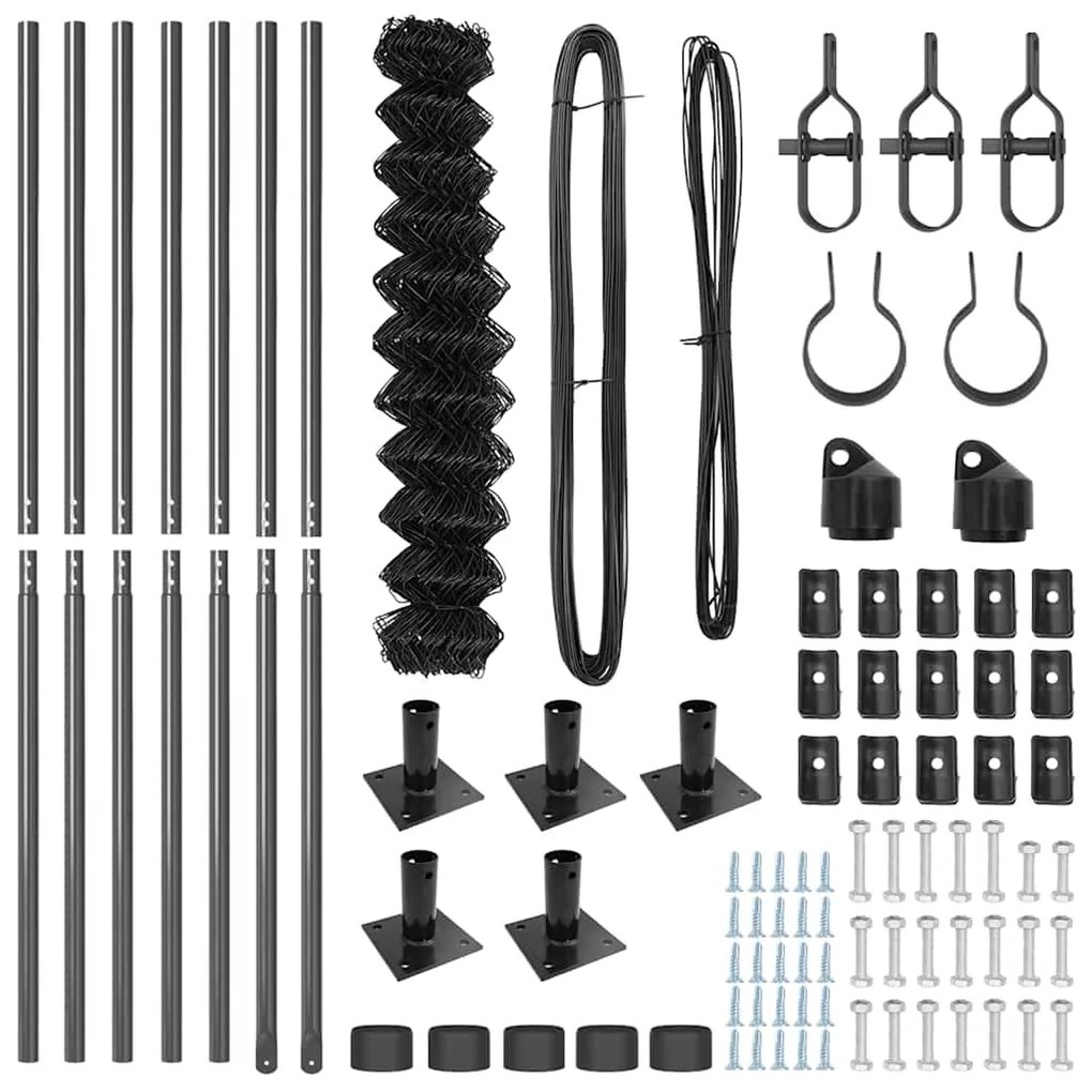 Conjunto de Postes de Cerca Prateado 10 x 0.8 m