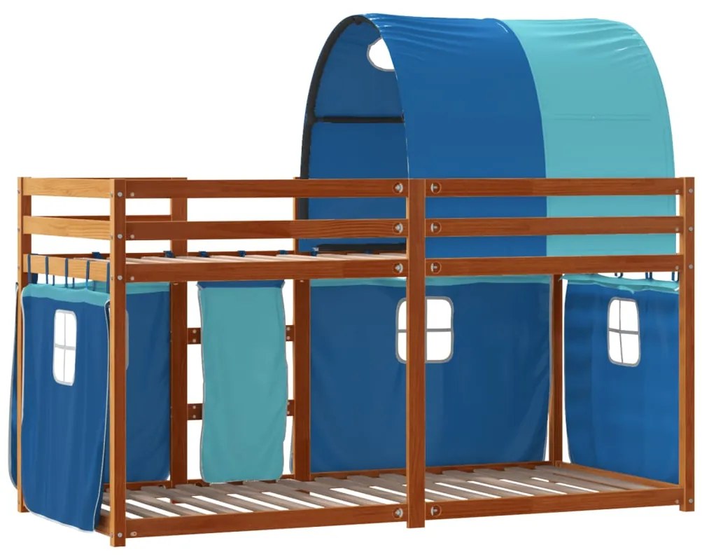 Beliche com cortinas 75x190 cm madeira de pinho maciça azul