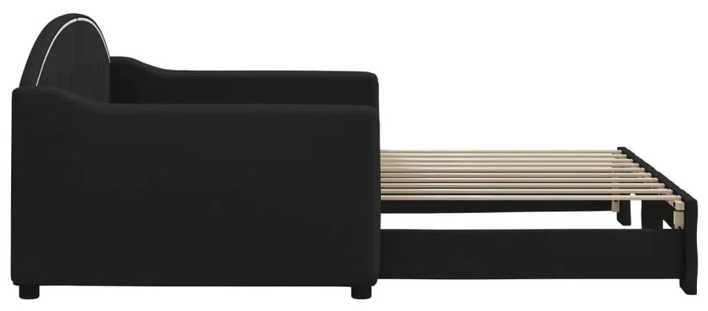 Sofá-cama com gavetão 90x190 cm tecido preto