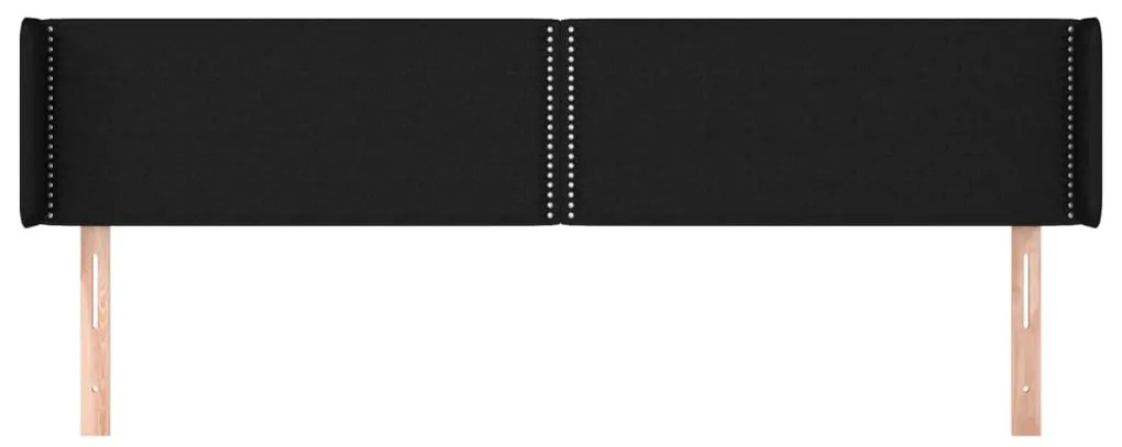 Cabeceira de cama c/ abas tecido 203x16x78/88 cm preto