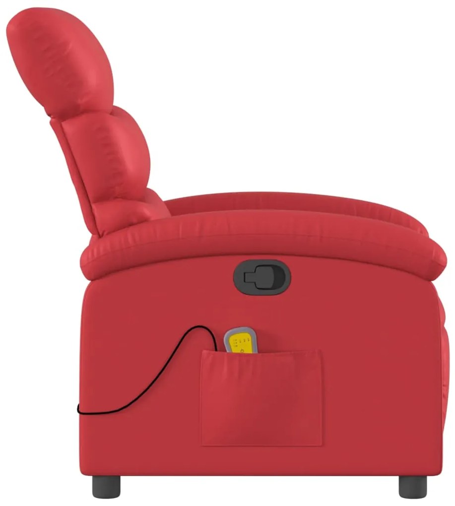 Poltrona de massagens reclinável couro artificial vermelho