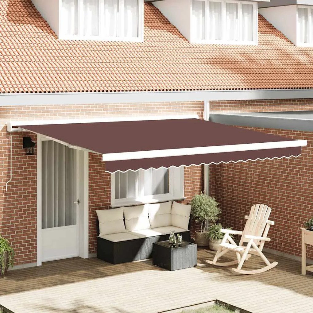 vidaXL Toldo retrátil manual 400x300 cm castanho