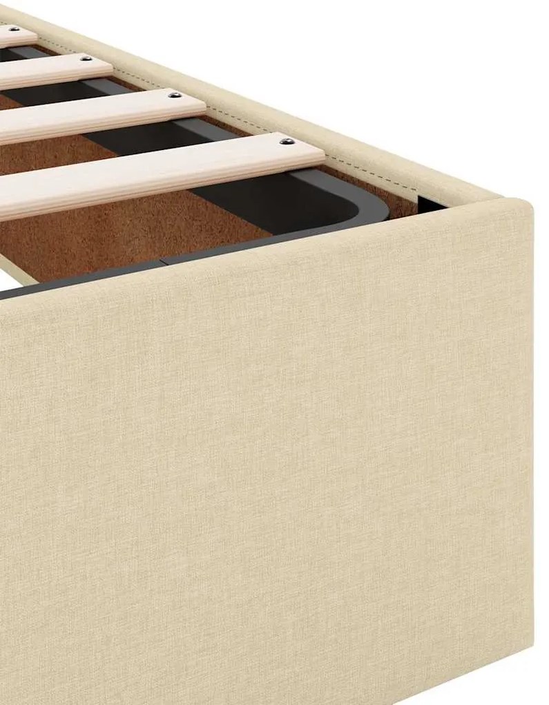 Estrutura de cama otomana sem colchão 90x200 cm tecido creme
