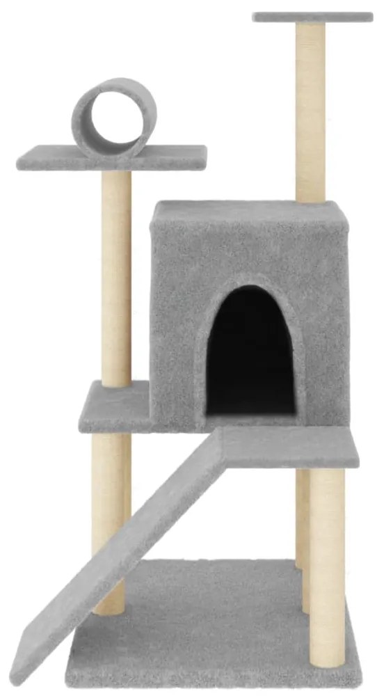 Árvore gatos c/ postes arranhadores sisal 110,5 cm cinza-claro